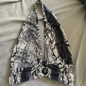 Snake-print Halter Top